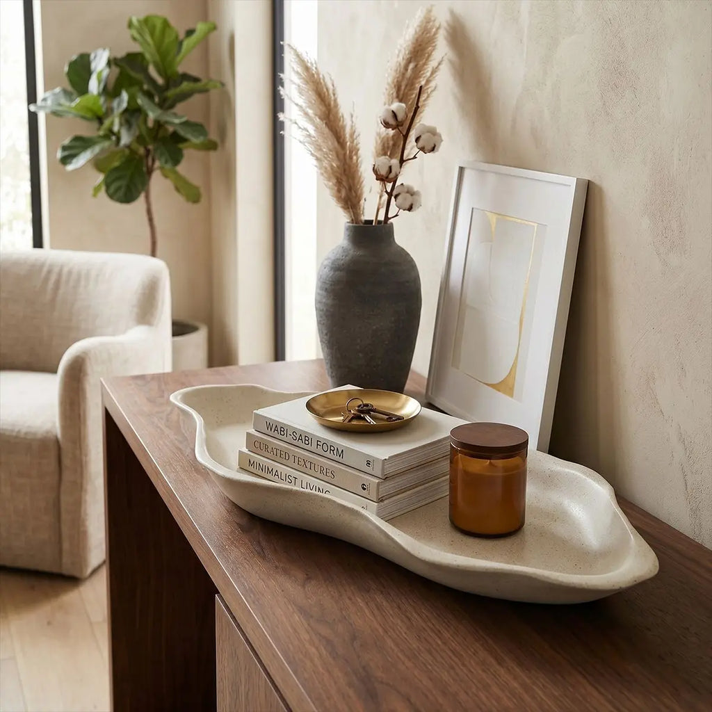 Wabi-Sabi Ceramic Storage Tray — Desktop Catchall