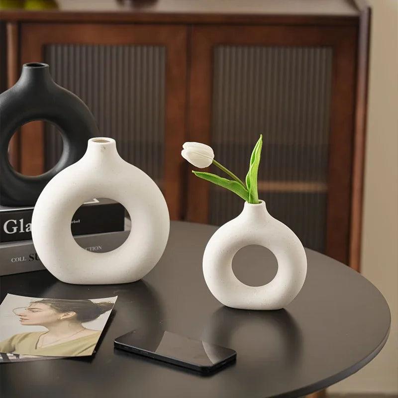 Donut-Shaped Resin Vase — Nordic Centerpiece