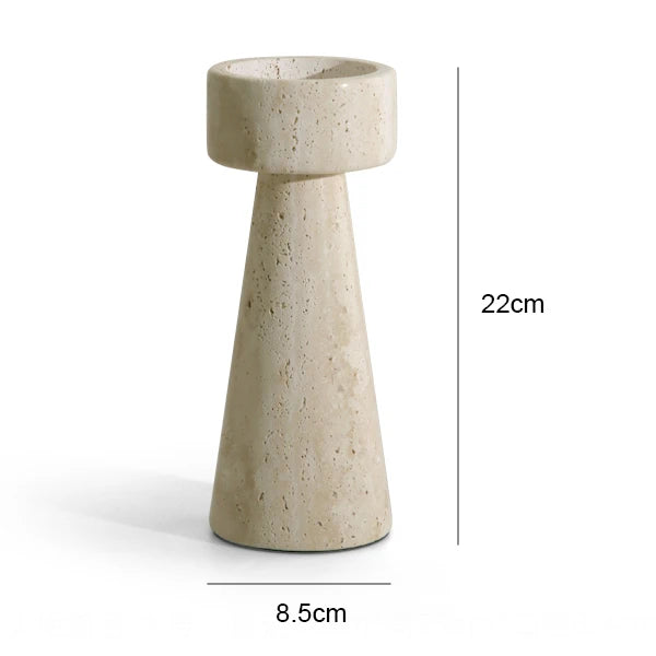 Travertine Candlestick Holder — Handmade Taper Stand