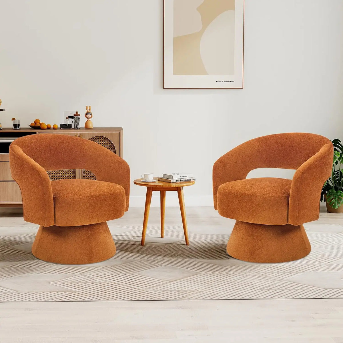 Orange Velvet Swivel Barrel Chair — 360° Accent Chair