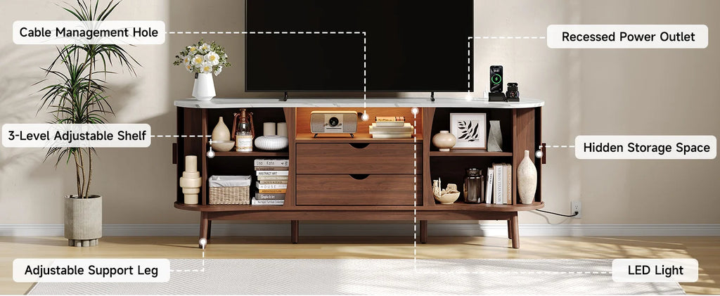 70" Fluted TV Stand — Mid-Century Entertainment Console