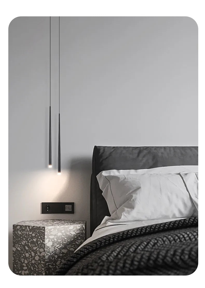 Bedside Chandelier Modern Minimalist Nordic Bedroom Minimalist Long Line Light Luxury Personality Creative Small Chandelier — image 13
