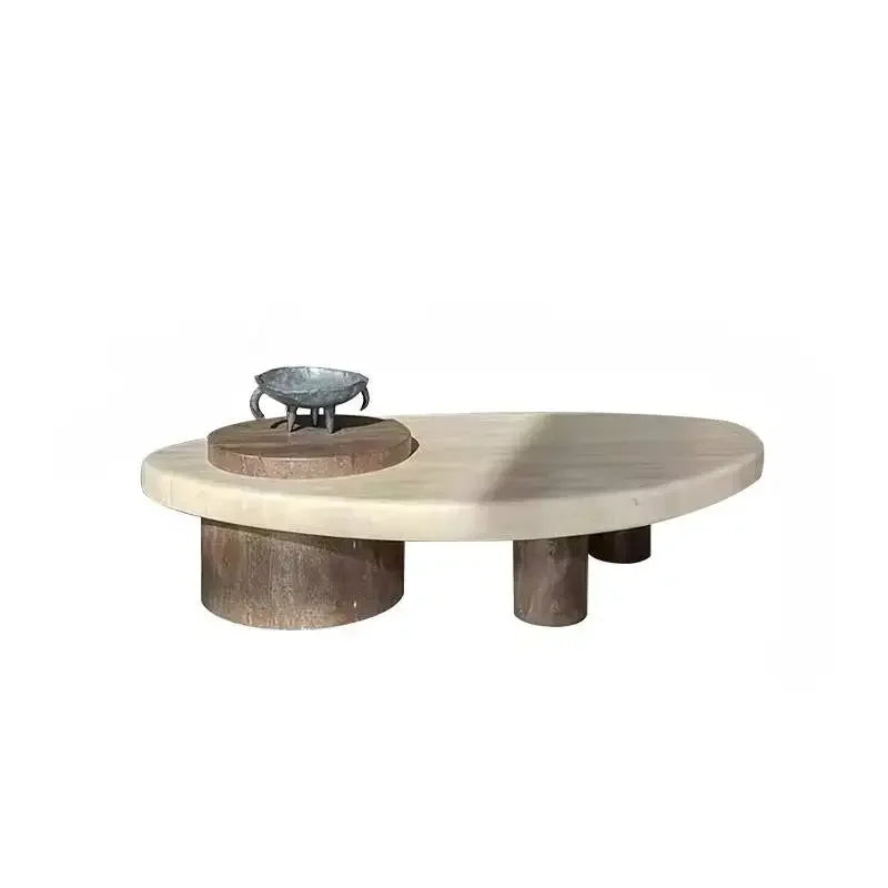 Beige marble coffee table — finish detail