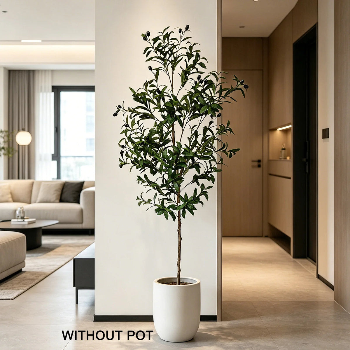 120-180cm Artificial Olive Tree Plant Indoor Outdoor Ornament Fake Plant for Home Garden Balcony Living Room Decoration — room setting