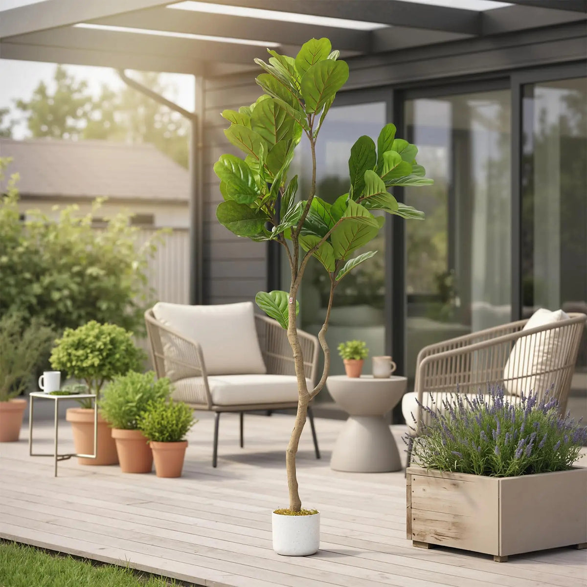 Artificial Fiddle Leaf Fig Tree — 5FT Faux Ficus Lyrata in Pot