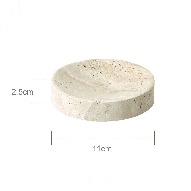 Travertine Bathroom Accessory Set — Vanity Tray & Diffuser, 9-Piece