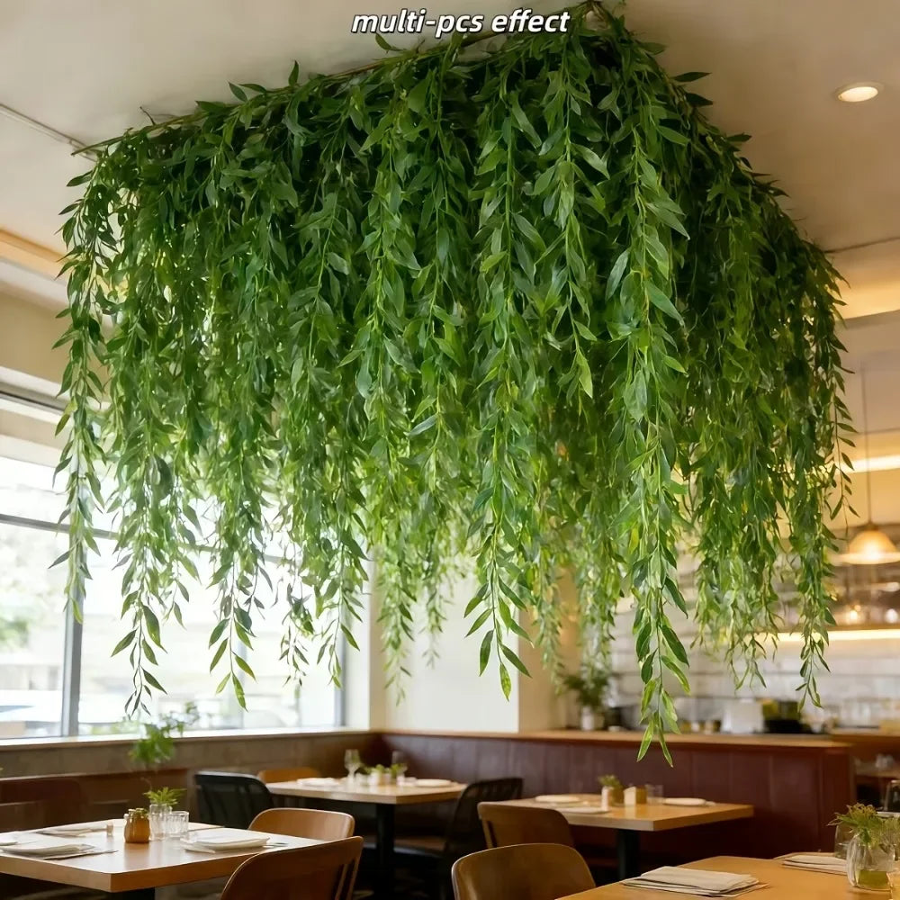 20pcs Extra-Long Deluxe Willow Vine Elegant Artificial Greenery, Faux Evergreen Hanging Vine with Dense for Spring Living Room — image 13