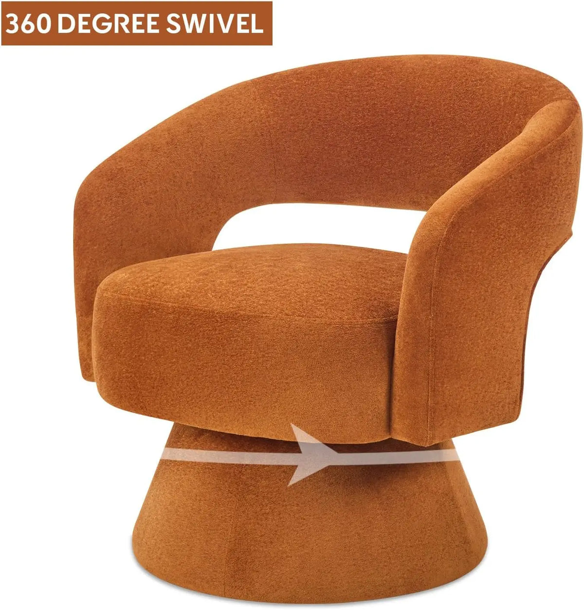 Orange Velvet Swivel Barrel Chair — 360° Accent Chair