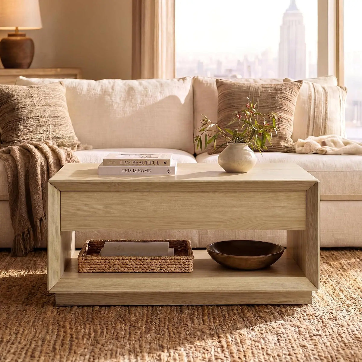 Lift-Top Storage Coffee Table — 35"