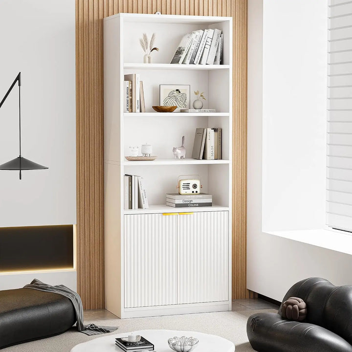 69" Tall Bookcase with Storage Doors — 6-Shelf Display Shelf