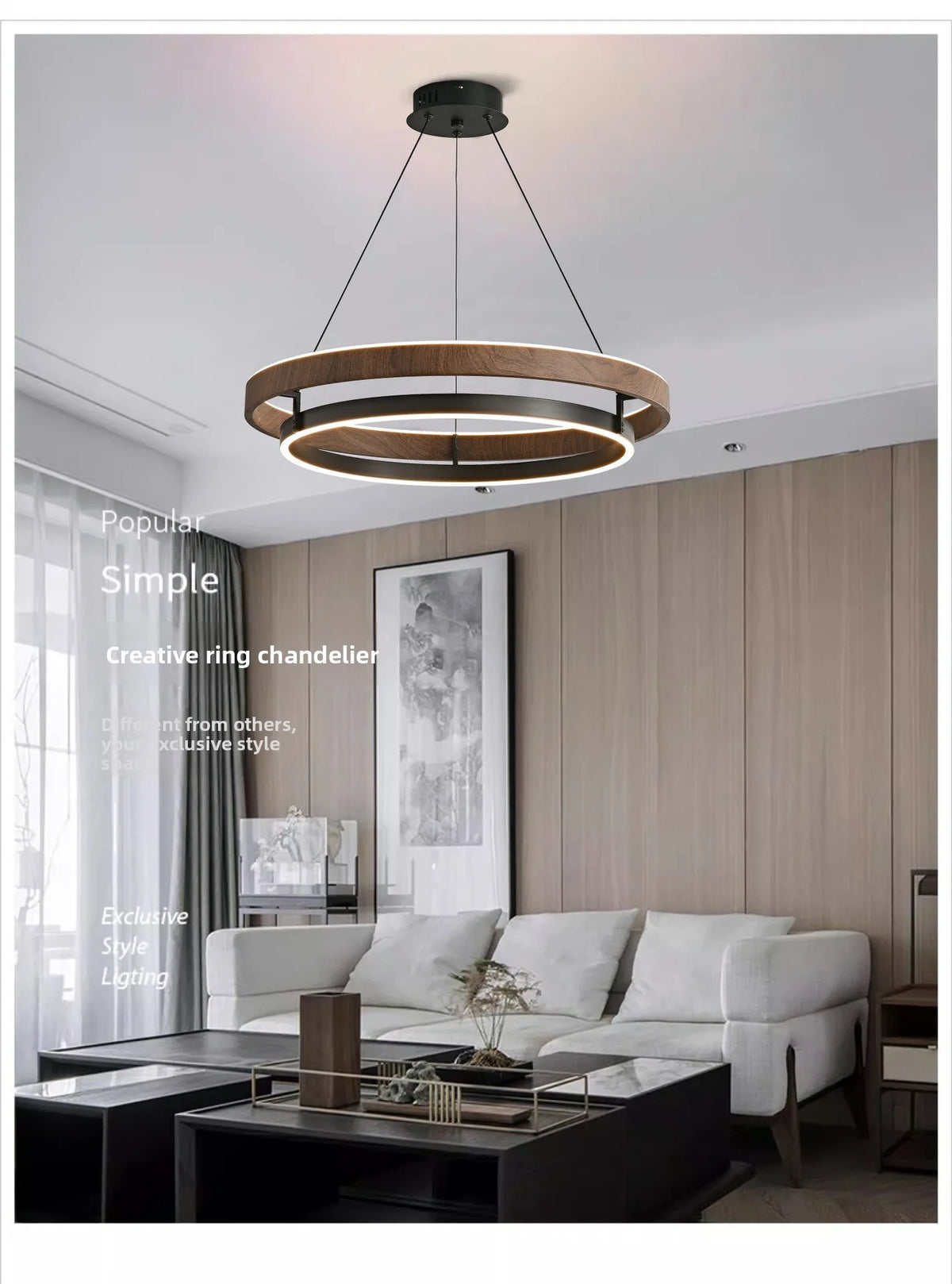 Italian Designer High-end LED Ceiling Chandelier Lamp Walnut Metal Pendant Light Home Decoration for Dinning Living Room Counter — feature detail