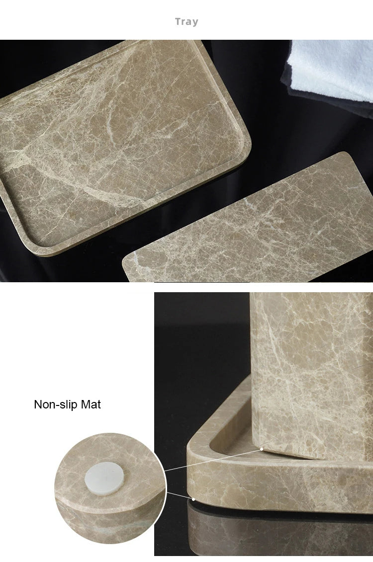 Emperador Marble Bathroom Accessory Set — 8-Piece