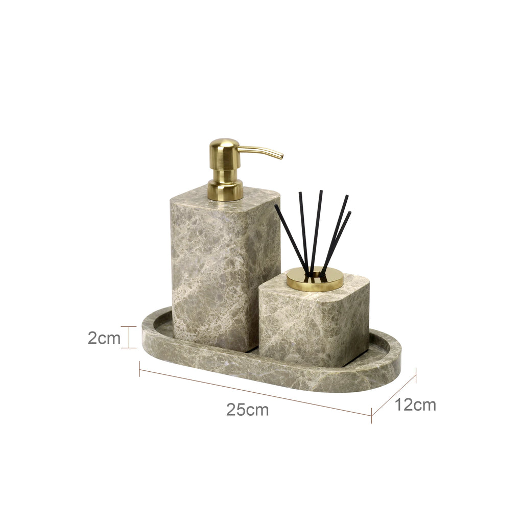 Emperador Marble Bathroom Accessory Set — 8-Piece