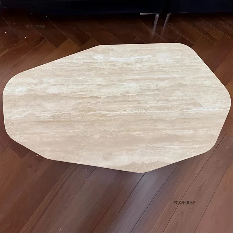 Natural wood low-profile coffee table — finish detail