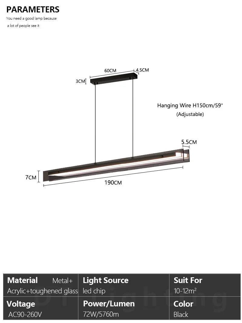Nordic Black Glass Chandelier — Dining Room Statement Light