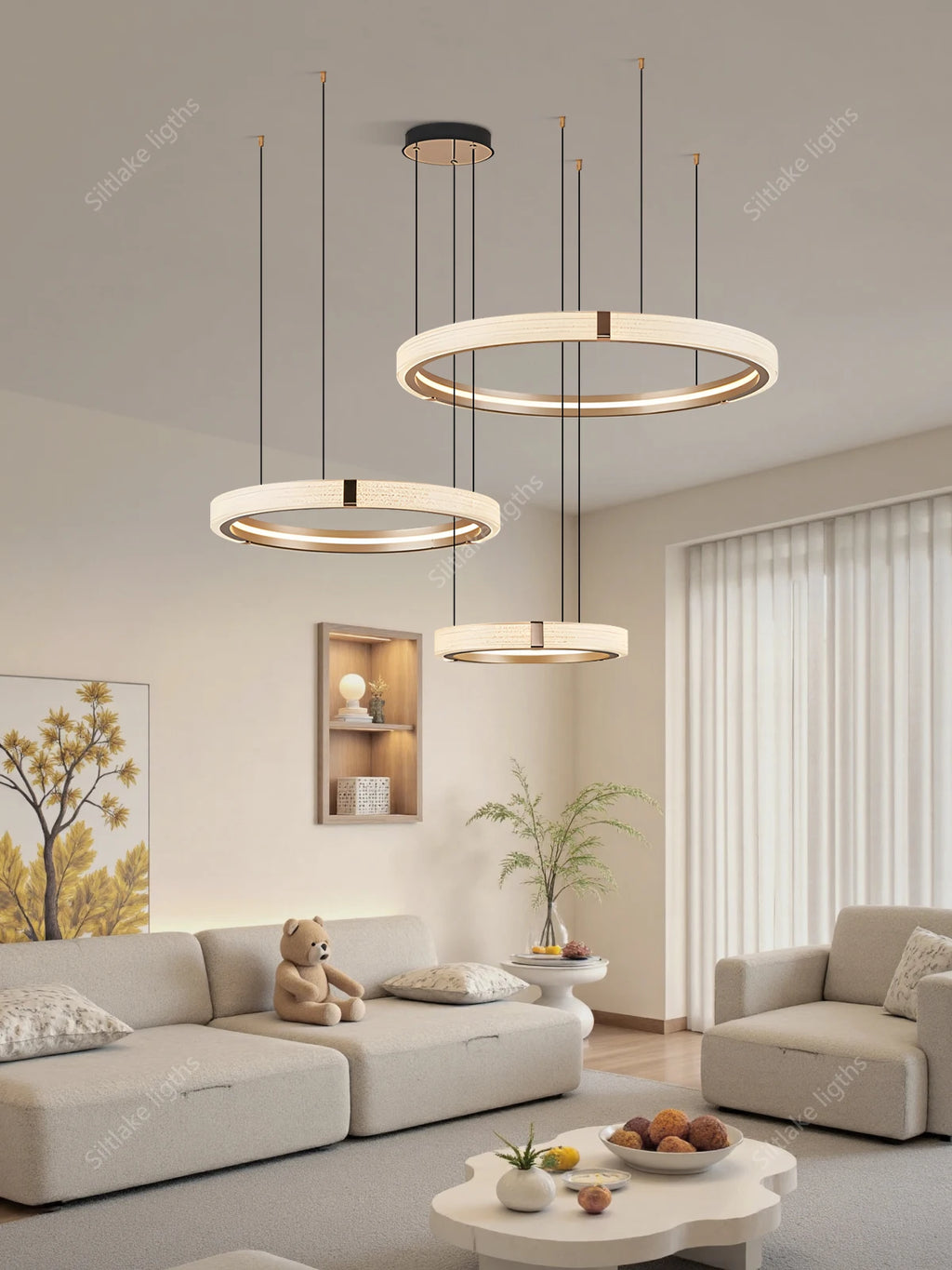 Modern Round Ring Chandelier — Aluminum & Acrylic Ceiling Light