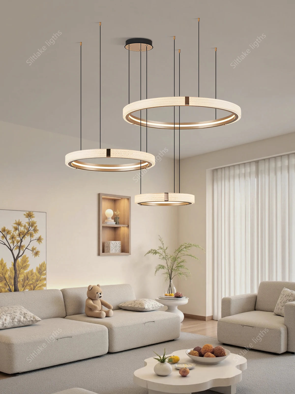 Modern Round Ring Chandelier — Aluminum & Acrylic Ceiling Light