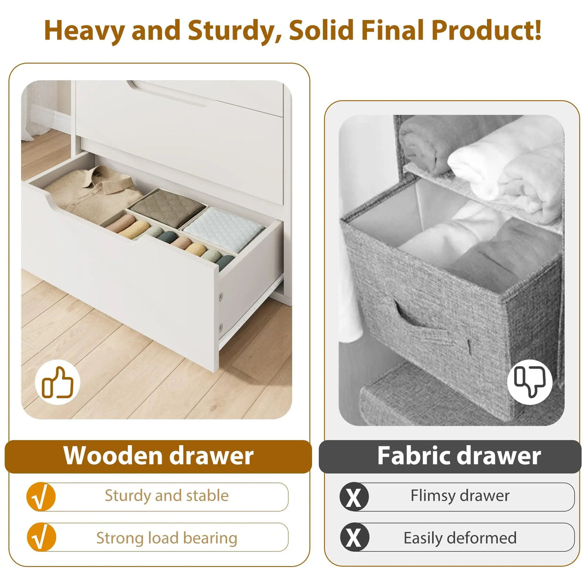 GarveeLife 5-Drawer Tall Dresser — Modern Rustic Bedroom Storage