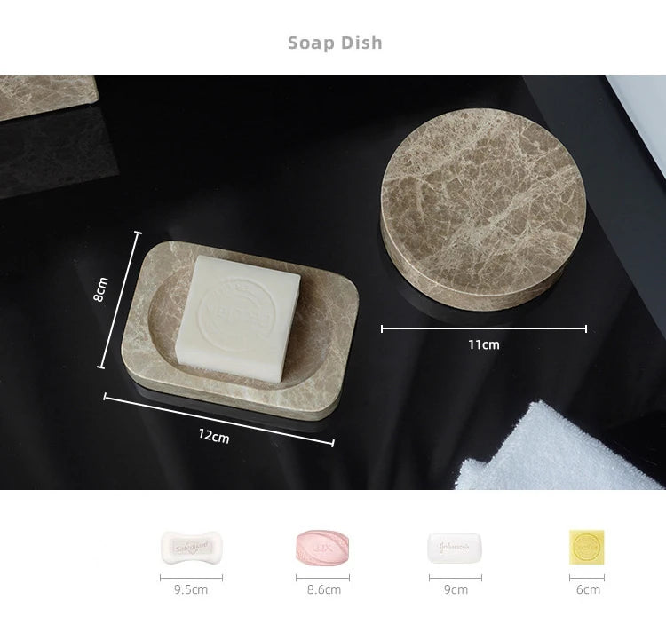 Emperador Marble Bathroom Accessory Set — 8-Piece