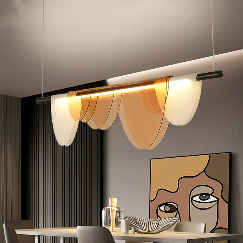 Nordic Blue Amber Acrylic Pendant Lights Living Room Makaron Hanging Lamp for Bedroom Dinning Room — main view