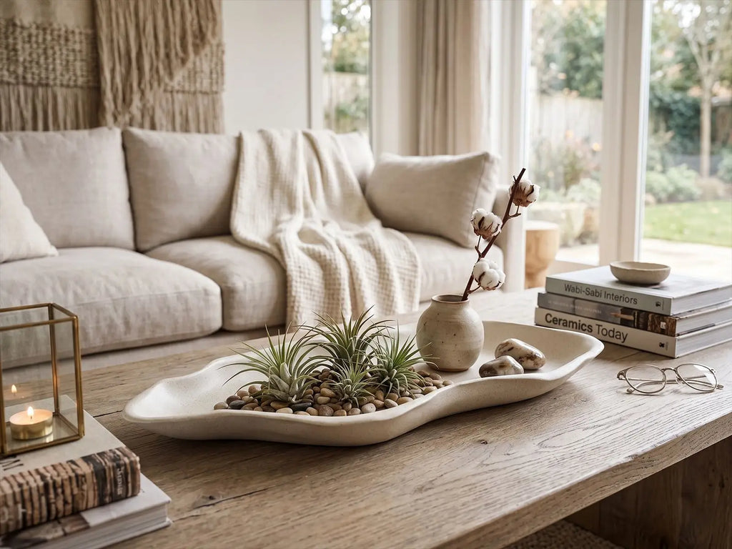Wabi-Sabi Ceramic Storage Tray — Desktop Catchall