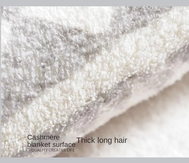 Modern Abstract Plush Area Rug — Thick Grey — detail view