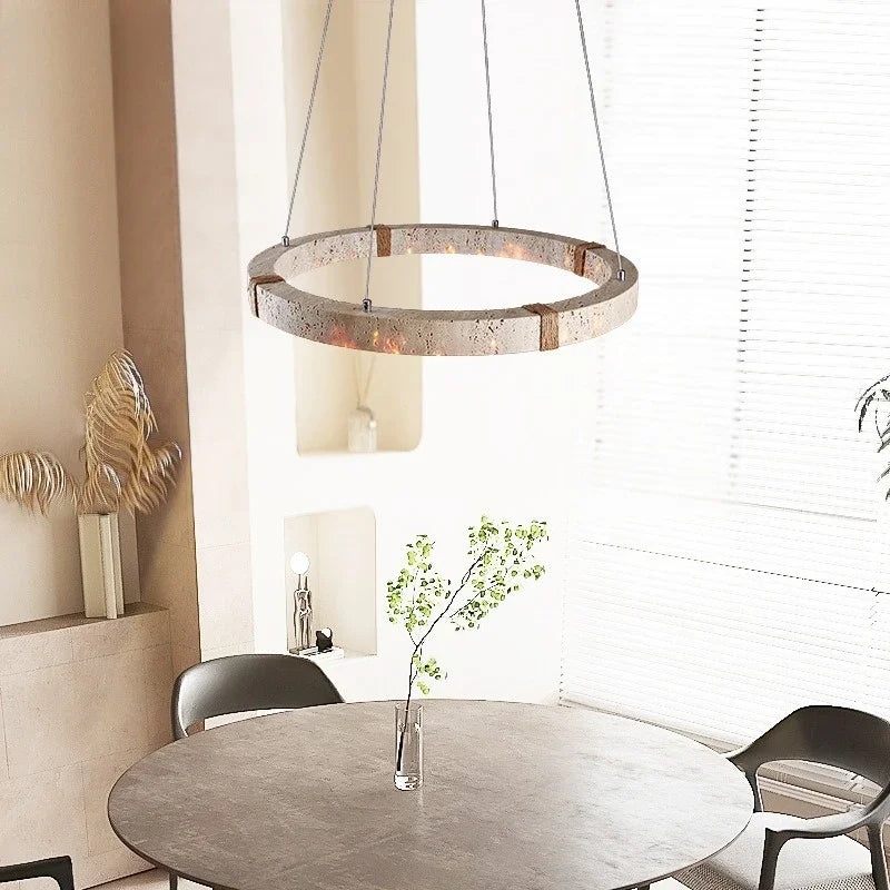 Natural stone pendant LED chandelier for dining or living room