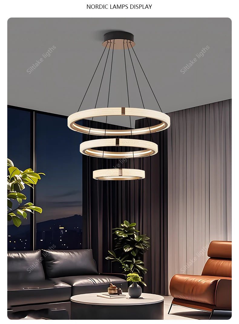 Modern Round Ring Chandelier — Aluminum & Acrylic Ceiling Light