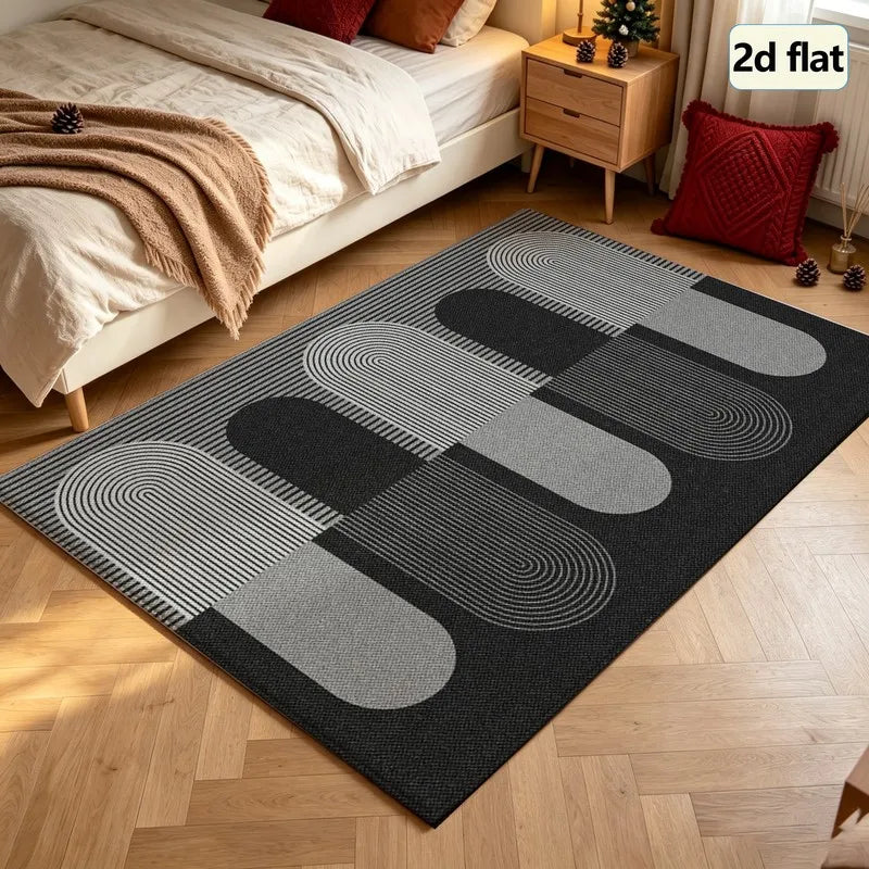 Mid-Century Geometric Area Rug — Machine Washable
