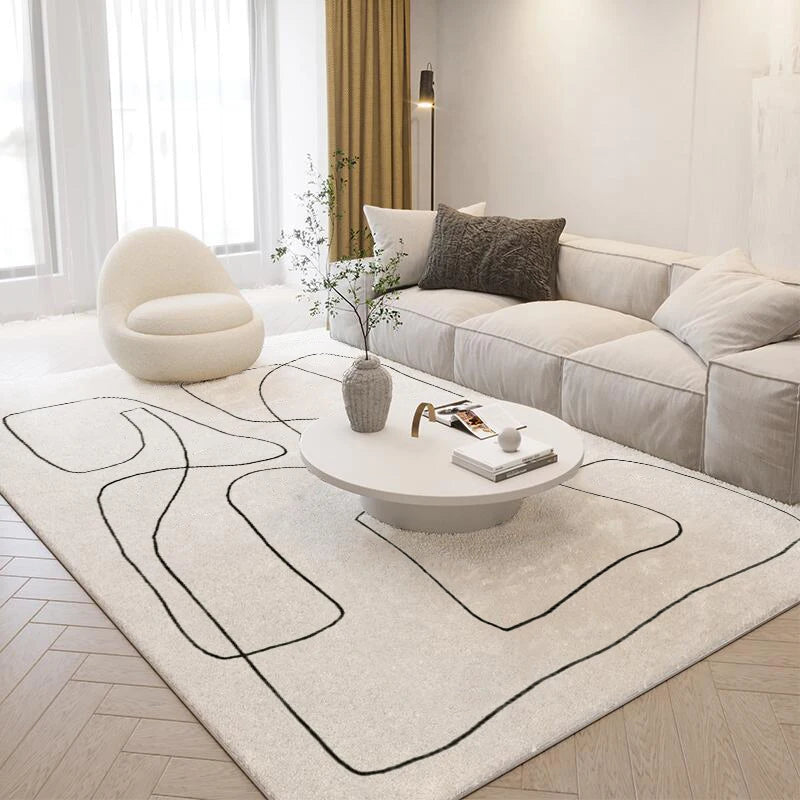 Nordic Abstract Plush Area Rug — Soft Non-Slip — close-up detail view
