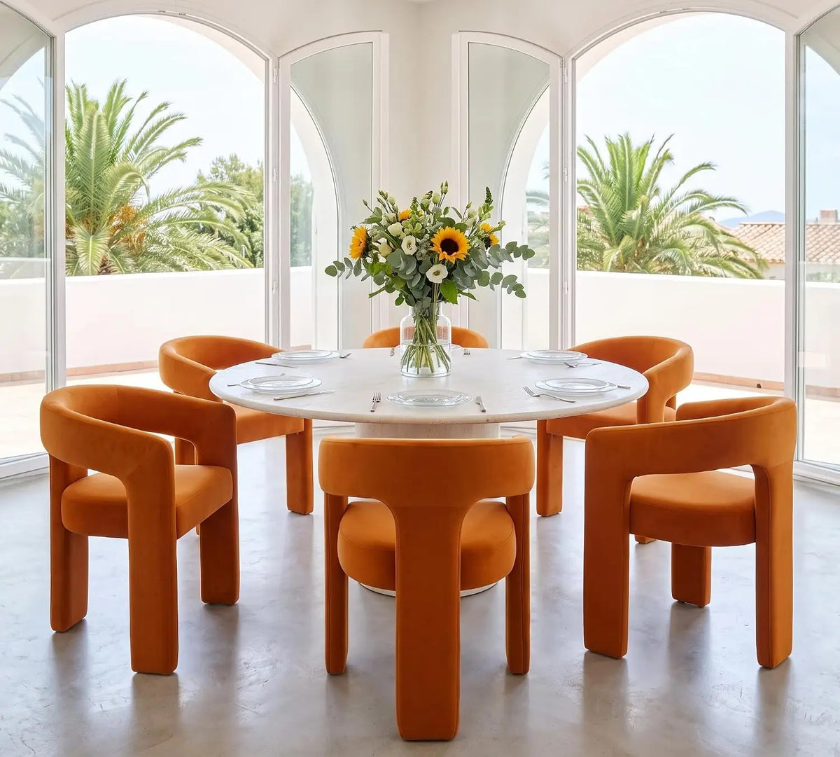 Modern Barrel Dining Chairs — Set of 6