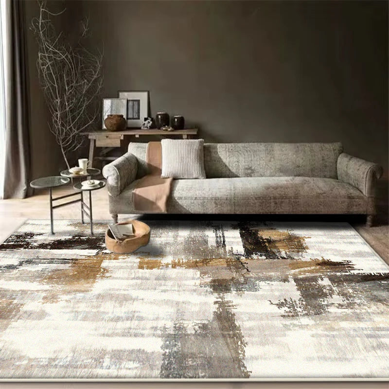 Modern Washable Abstract Area Rug — Non-Slip — specification view
