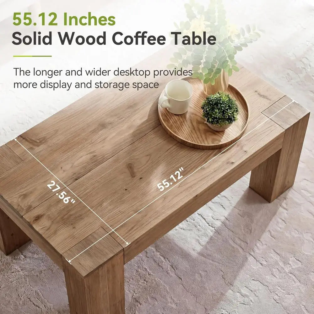 Sturdy Wooden Coffee Table — 55"