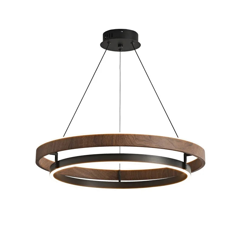 Italian Designer High-end LED Ceiling Chandelier Lamp Walnut Metal Pendant Light Home Decoration for Dinning Living Room Counter — alternate angle