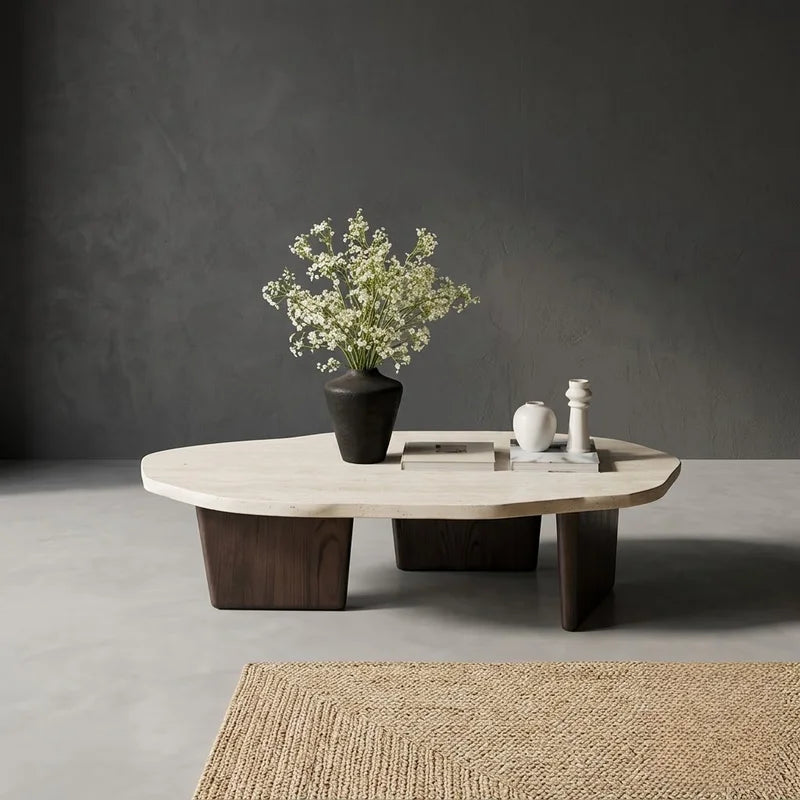 Natural wood low-profile coffee table — main product view