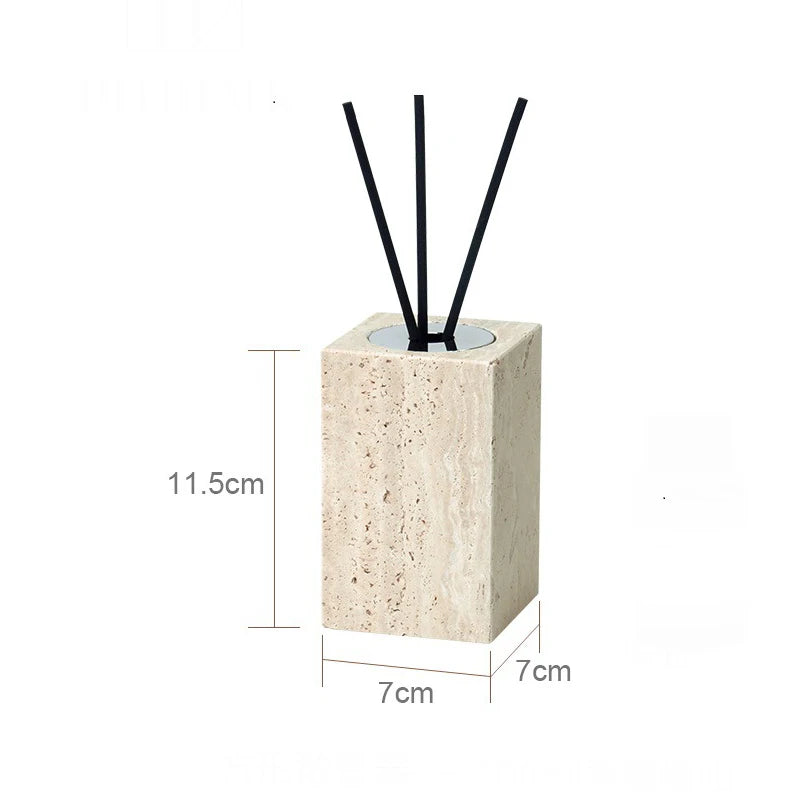 Travertine Bathroom Accessory Set — Vanity Tray & Diffuser, 9-Piece