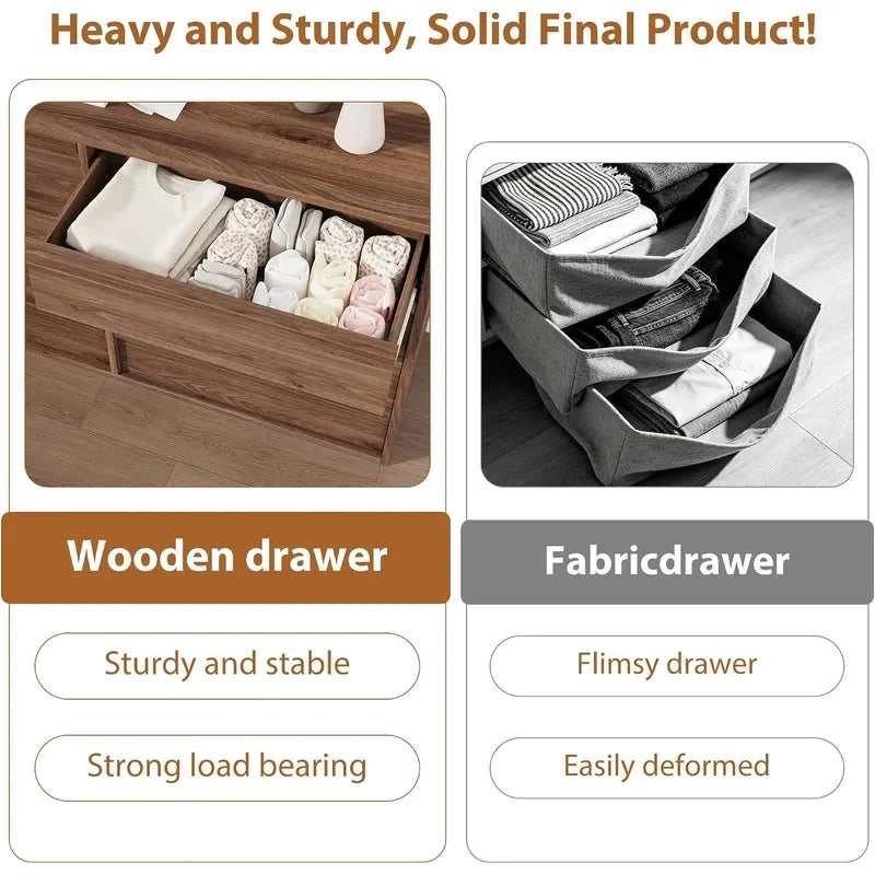 Nine-drawer wide dresser for bedroom storage