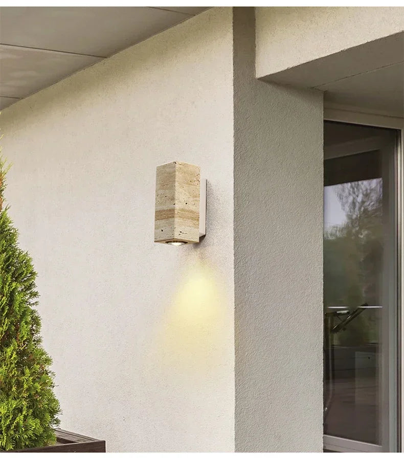 Yellow Marble Wall Sconce — Wabi-Sabi Travertine Light