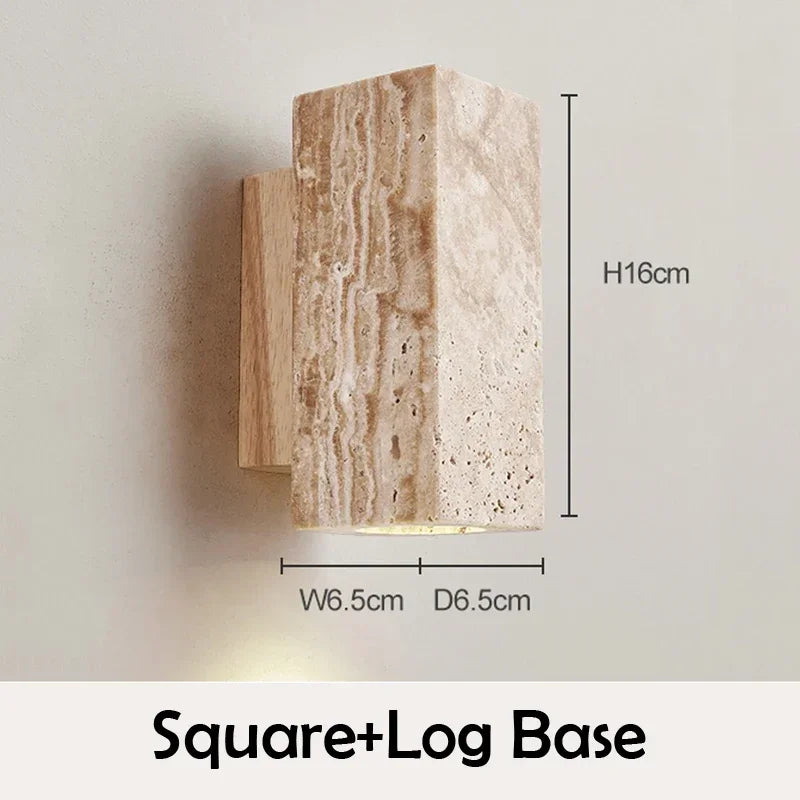 Yellow Marble Wall Sconce — Wabi-Sabi Travertine Light