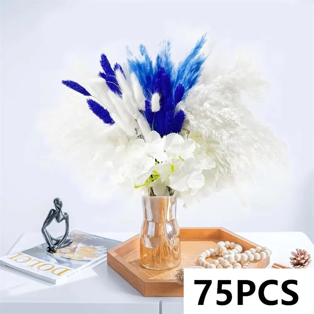Faux Peony & Pampas Mix Bouquet — Dried-Look Boho Centerpiece