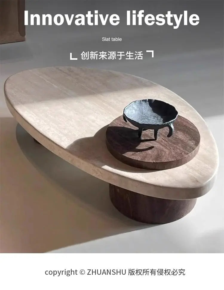 Beige marble coffee table — product detail view