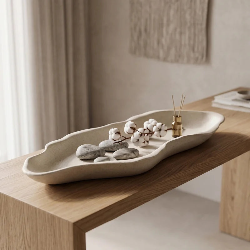 Wabi-Sabi Ceramic Storage Tray — Desktop Catchall