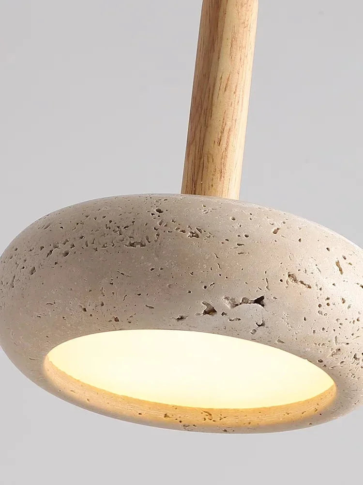 Wabi-sabi Chandelier Nordic Yellow Travertine Bedside  Retro Flying Saucer Restaurant Bar Stone LED — image 19