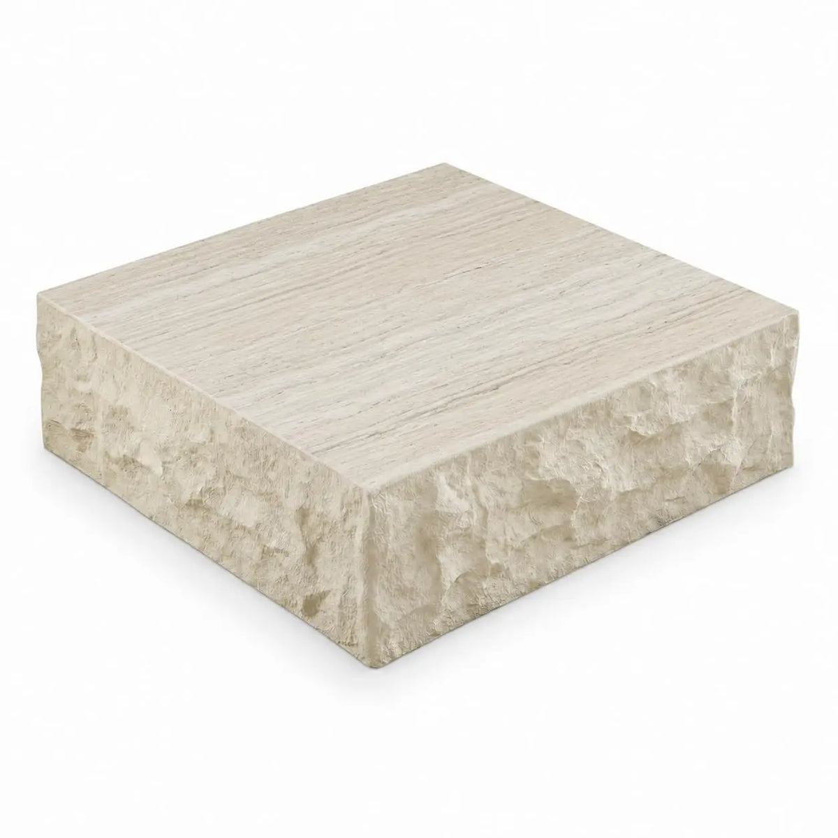 35.43" Square Faux Marble Travertine Coffee Table