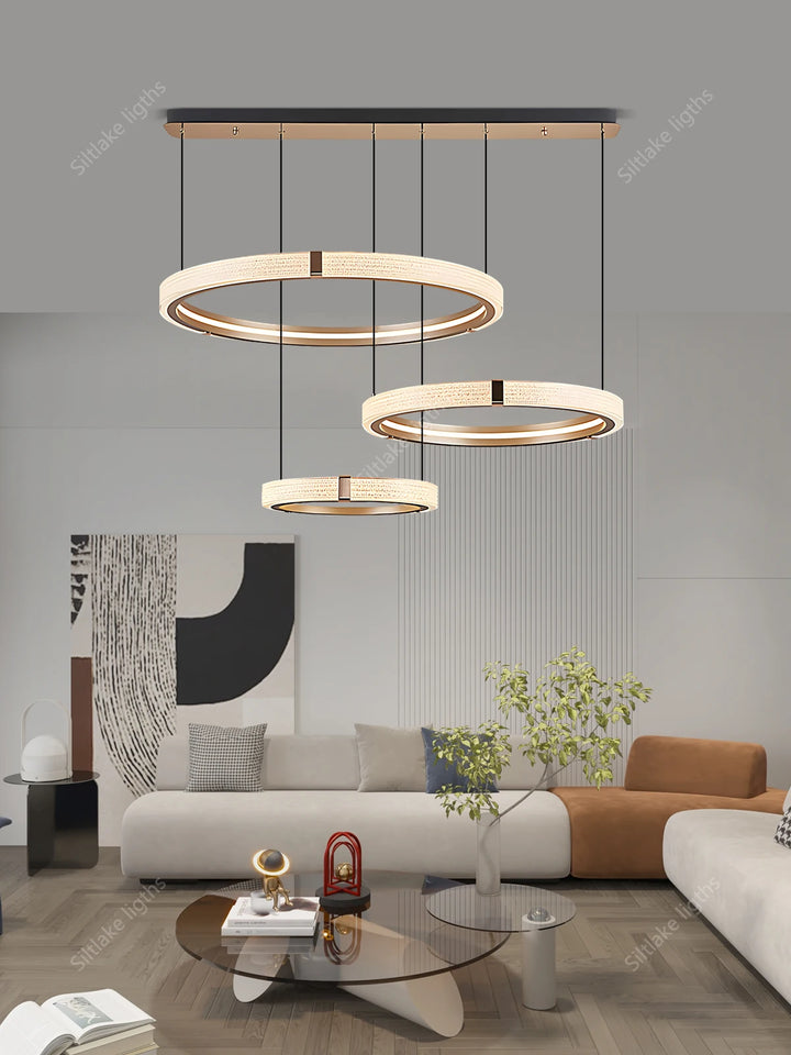 Modern Round Ring Chandelier — Aluminum & Acrylic Ceiling Light