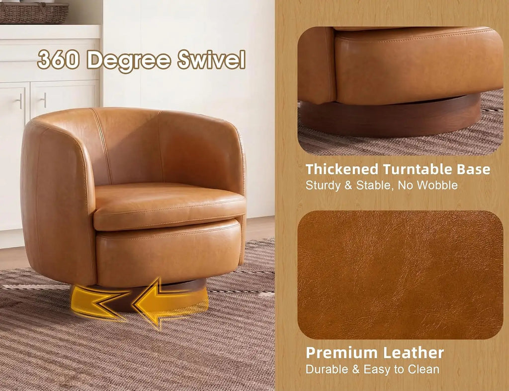 Swivel Barrel Accent Chair — Round Upholstered Armchair