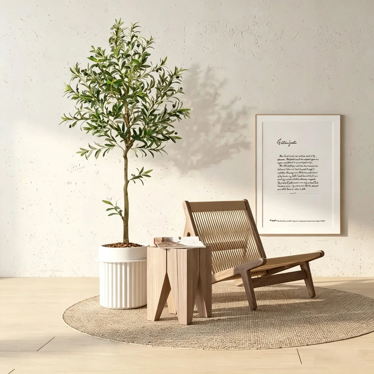 5/6/7/8 Olive Trees Artificial Indoor Faux Olive Tree with Black Pot Silk Fake Plant with Natural Wood Trunk and Lifelike Fruits for Home Office Decor — main view