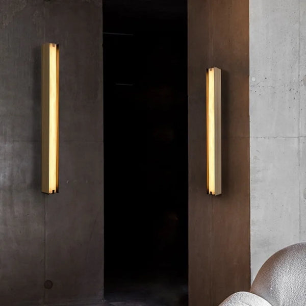Italian Marble Wall Sconce — Natural Stone & Steel