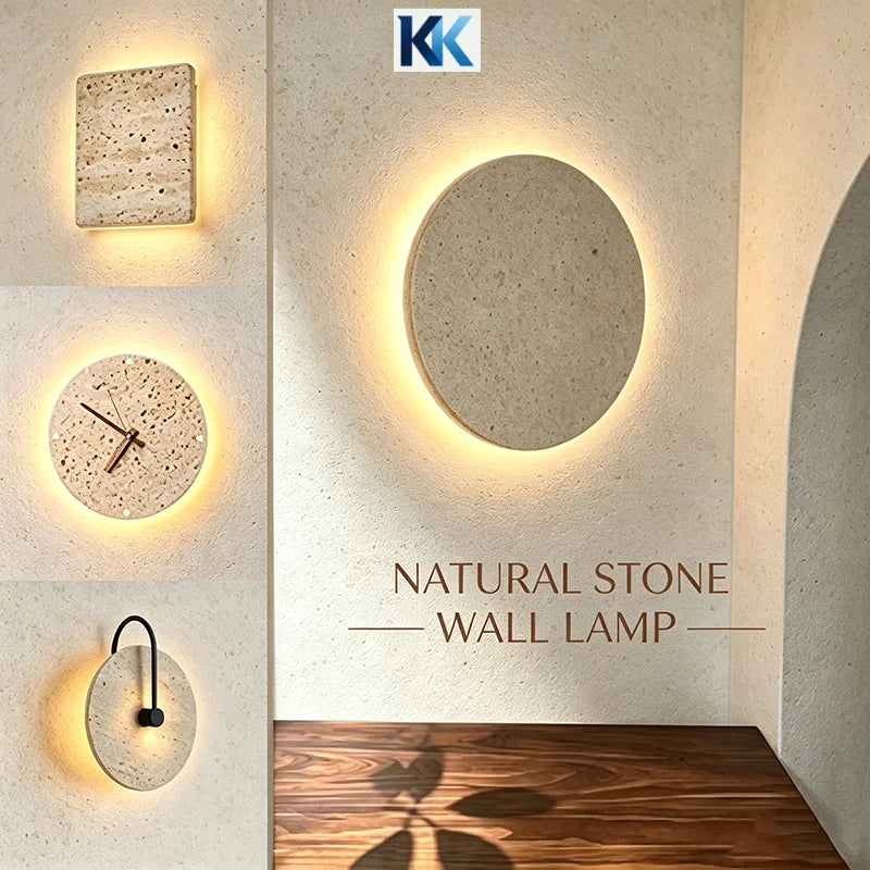Cave stone LED wall sconce with wabi-sabi design