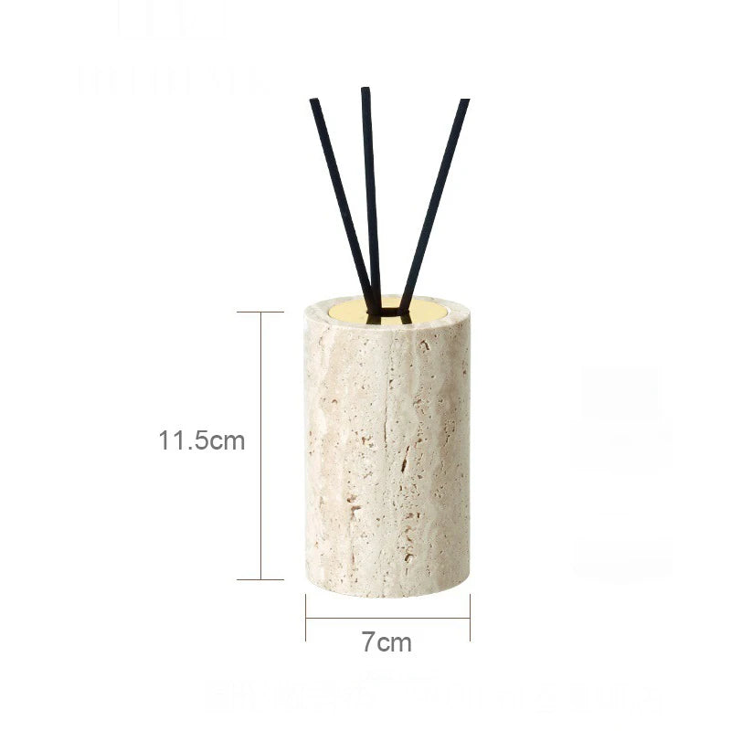 Travertine Bathroom Accessory Set — Vanity Tray & Diffuser, 9-Piece